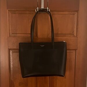 kate spade Black Leather Tote with Front Slip Pocket